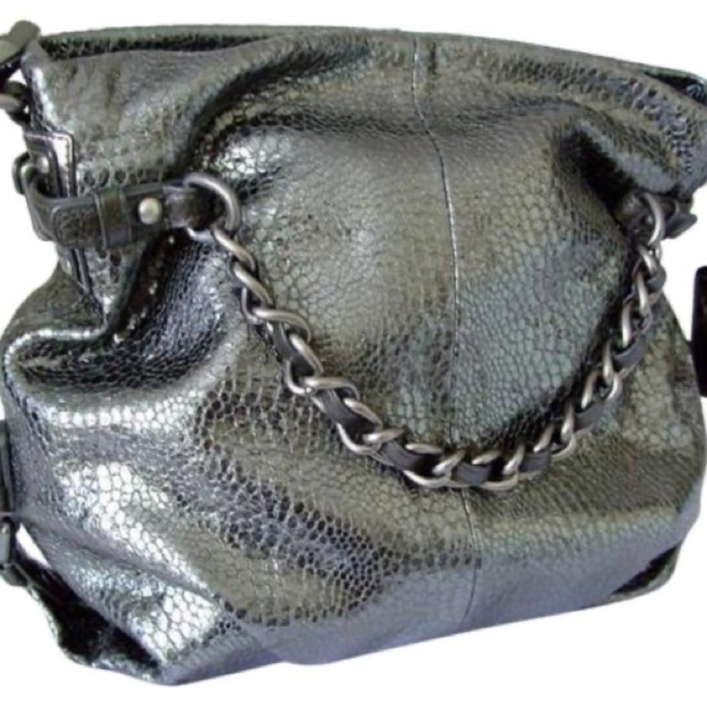Coach Rare Limited Edition Pewter Python Print Bag - image 1